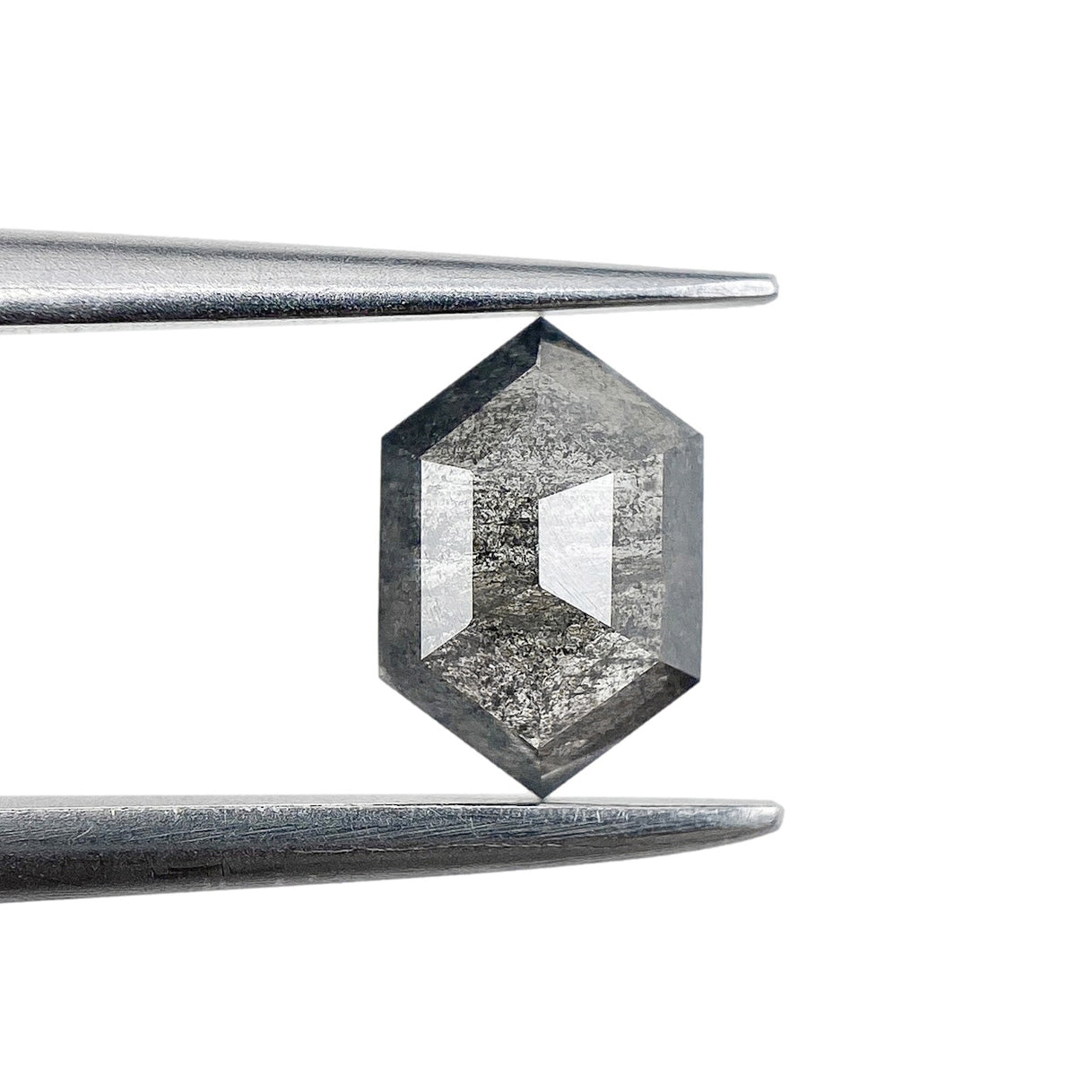 0.59ct | Salt &amp; Pepper Hexagon Shape Step Cut Diamond - Modern Rustic Diamond