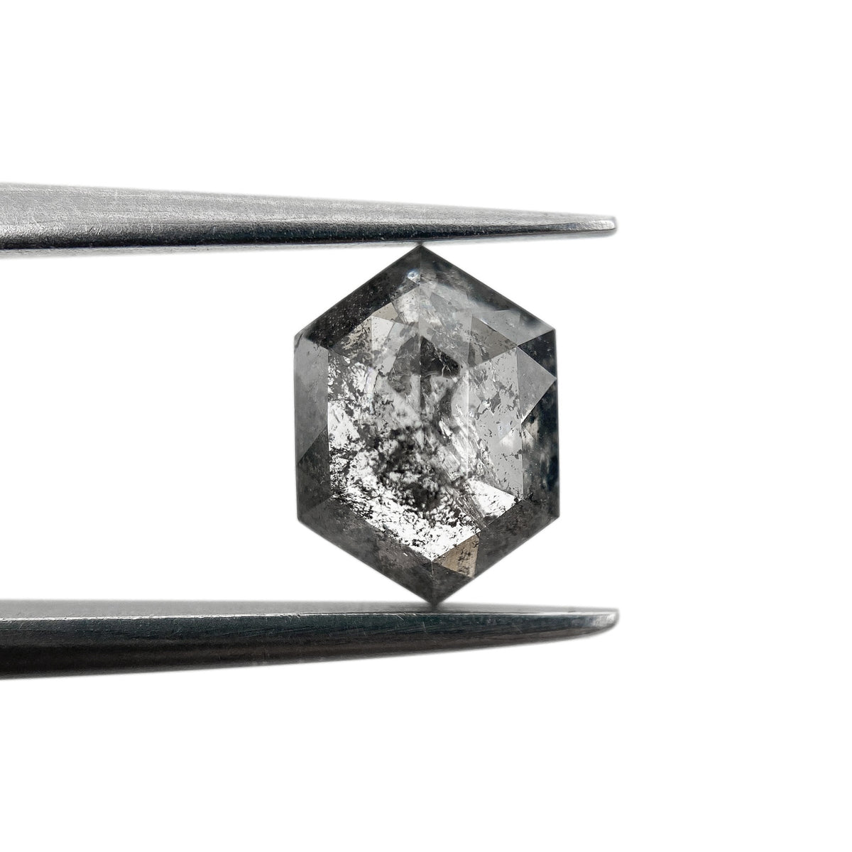 1.18ct | Salt &amp; Pepper Hexagon Shape Rose Cut Diamond - Modern Rustic Diamond