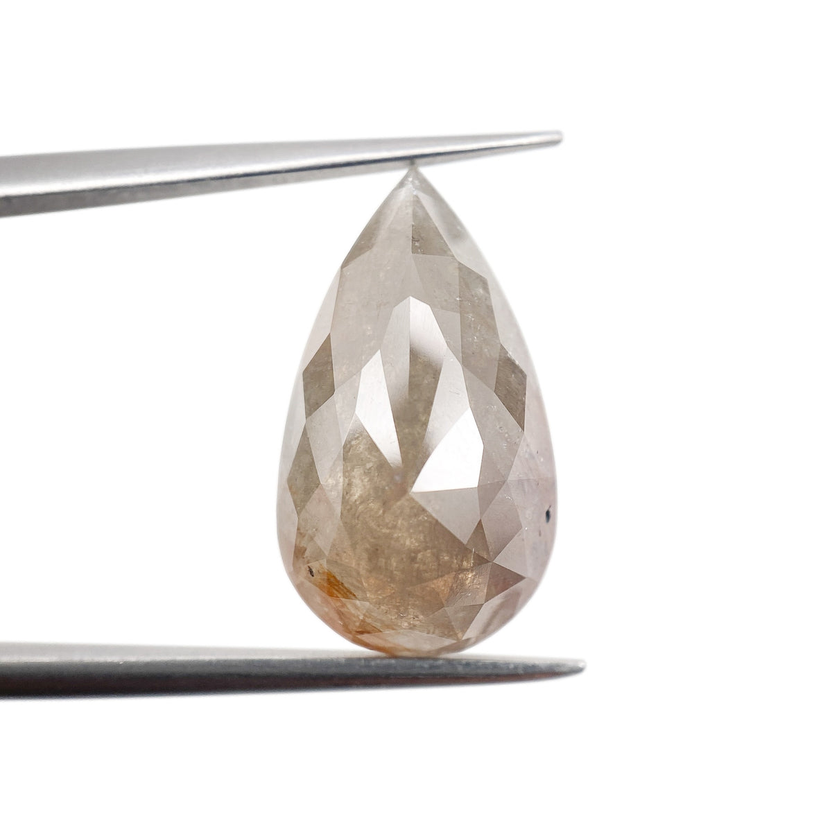 7.23ct | Salt &amp; Pepper Pear Shape Rose Cut Diamond - Modern Rustic Diamond