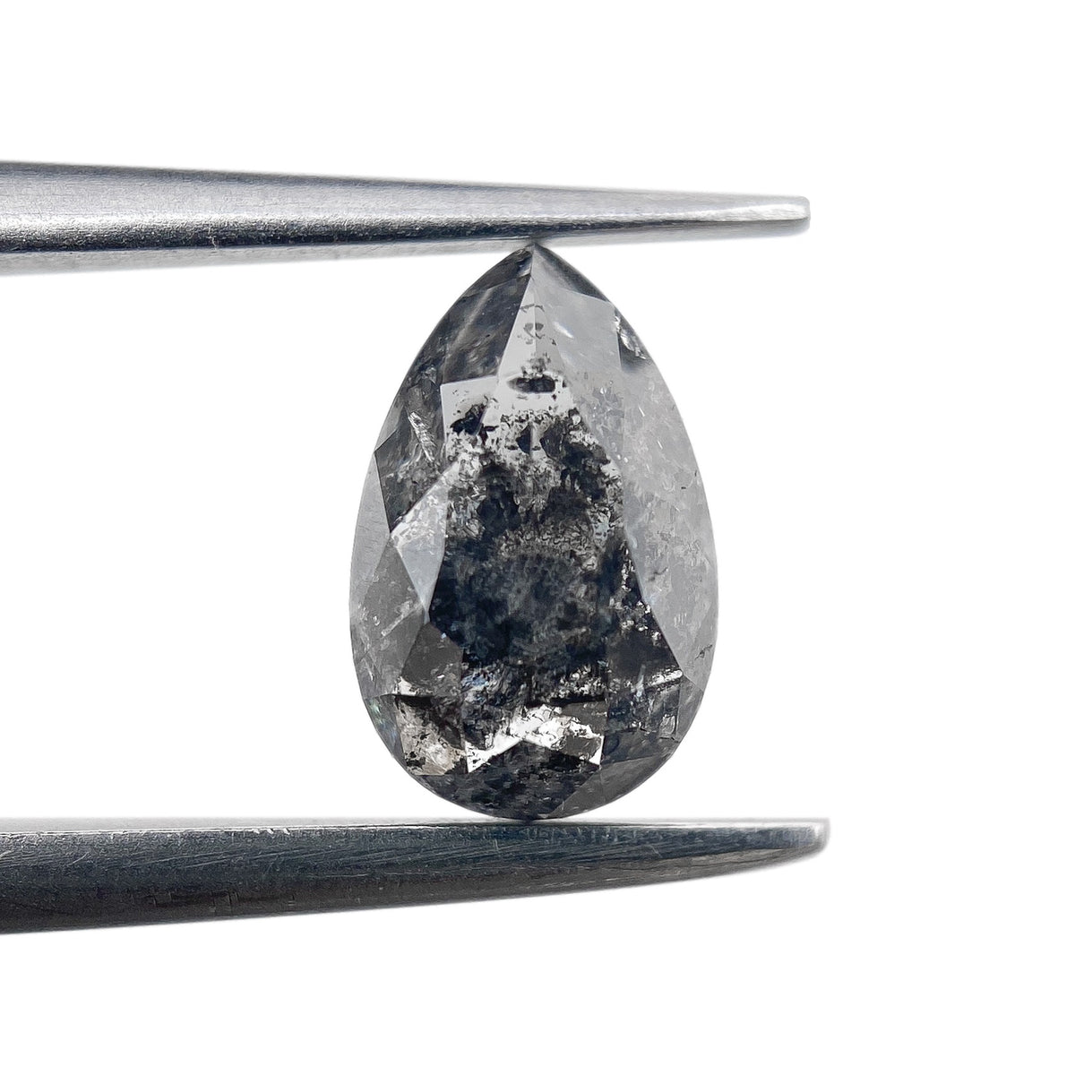 1.06ct | Salt &amp; Pepper Pear Shape Rose Cut Diamond - Modern Rustic Diamond