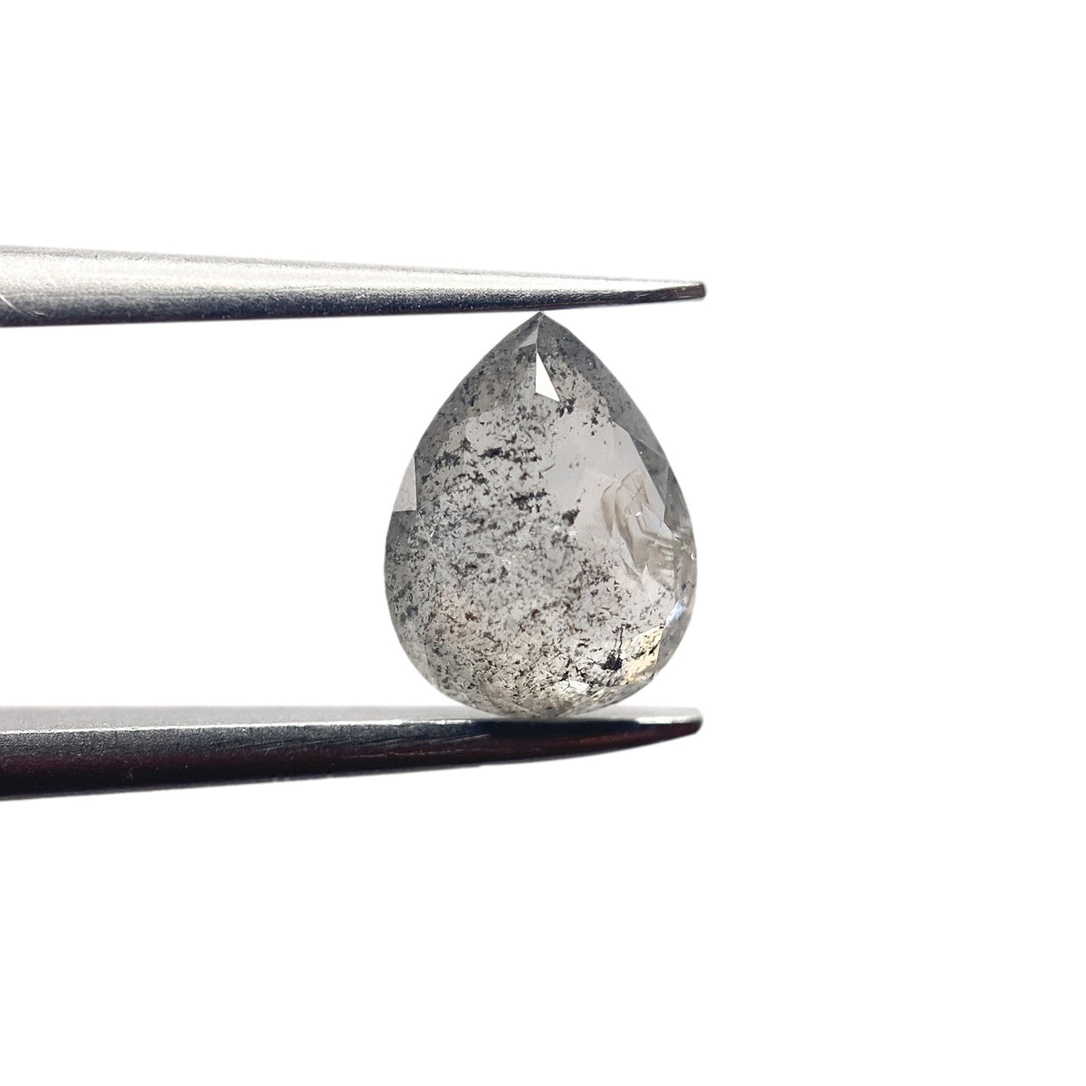 1.06ct | Salt &amp; Pepper Pear Shape Rose Cut Diamond - Modern Rustic Diamond
