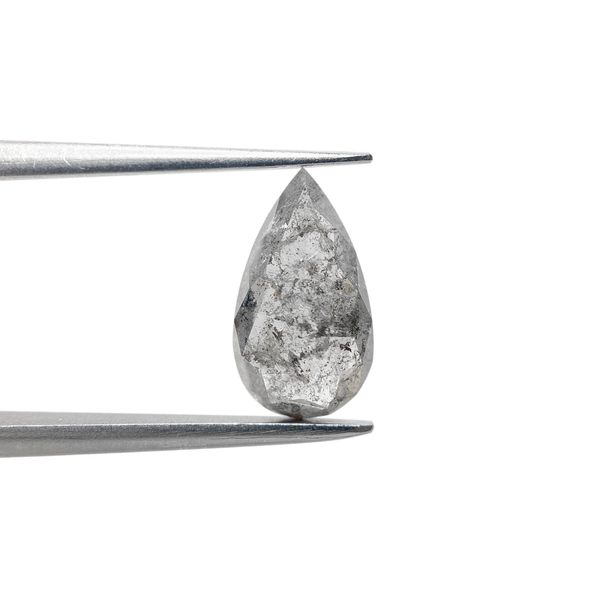 1.18ct | Salt &amp; Pepper Pear Shape Rose Cut Diamond - Modern Rustic Diamond