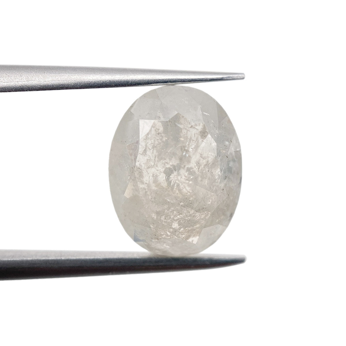 3.11ct | Salt &amp; Pepper Oval Shape Rose Cut Diamond - Modern Rustic Diamond