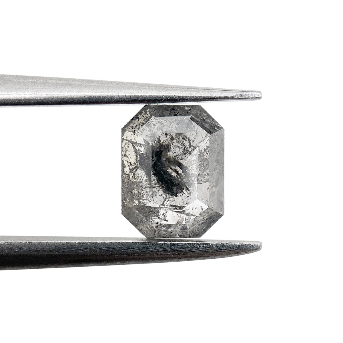 0.70ct | Salt &amp; Pepper Emerald Shape Step Cut Diamond - Modern Rustic Diamond