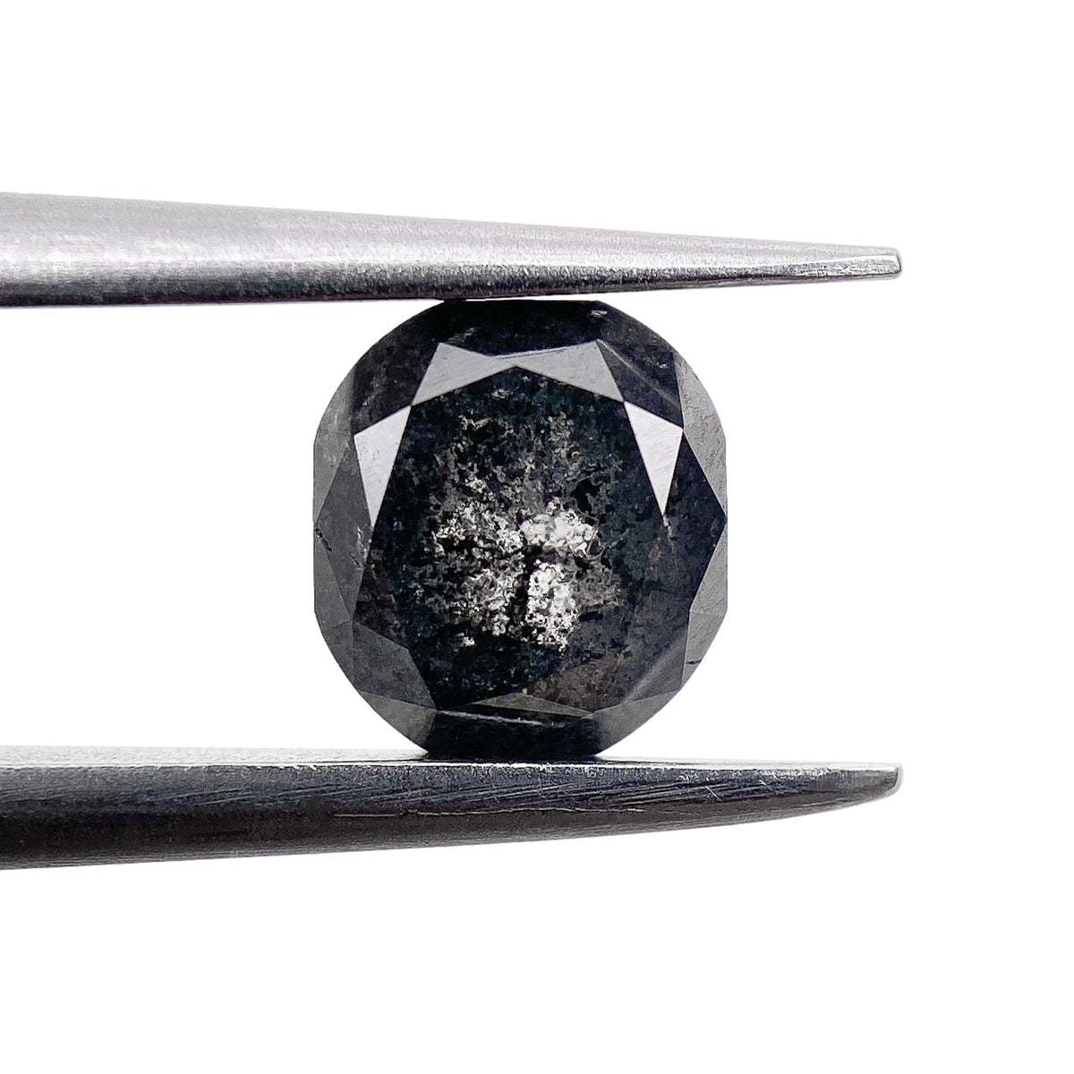 0.94ct | Salt &amp; Pepper Cushion Shape Rose Cut Diamond - Modern Rustic Diamond