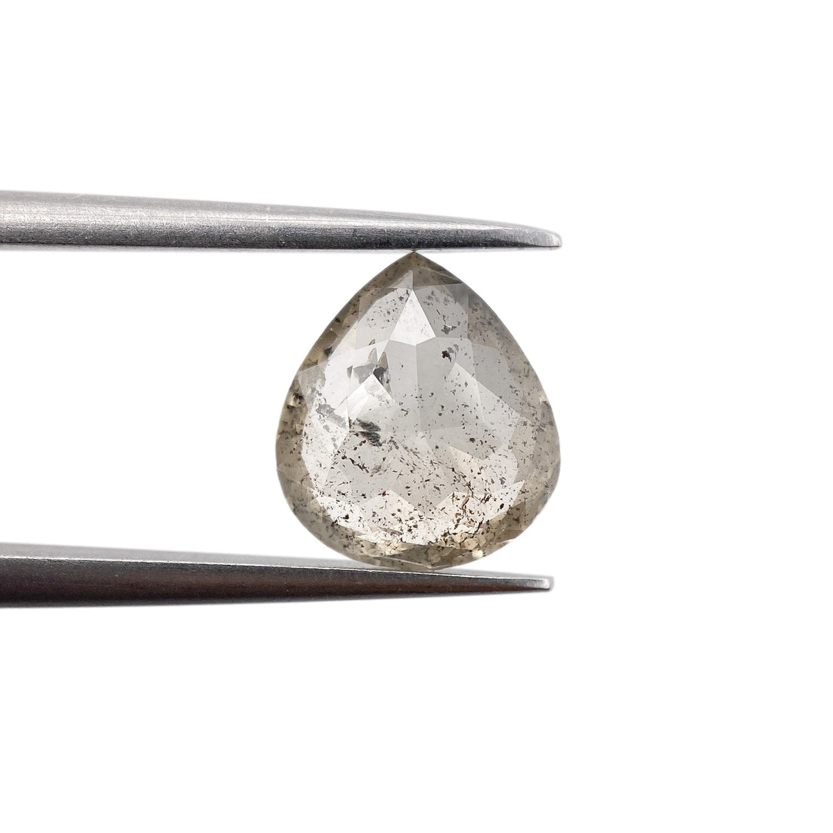 1.64ct | Salt &amp; Pepper Pear Shape Rose Cut Diamond - Modern Rustic Diamond