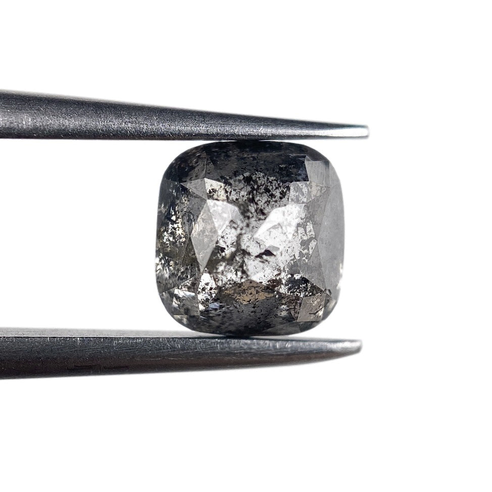 1.26ct | Salt &amp; Pepper Cushion Shape Rose Cut Diamond - Modern Rustic Diamond