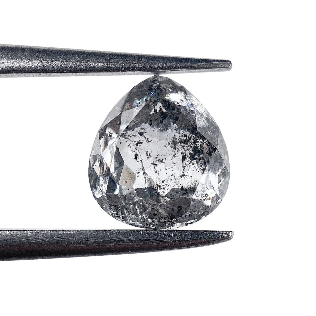 1.16ct | Salt &amp; Pepper Pear Shape Rose Cut Diamond - Modern Rustic Diamond