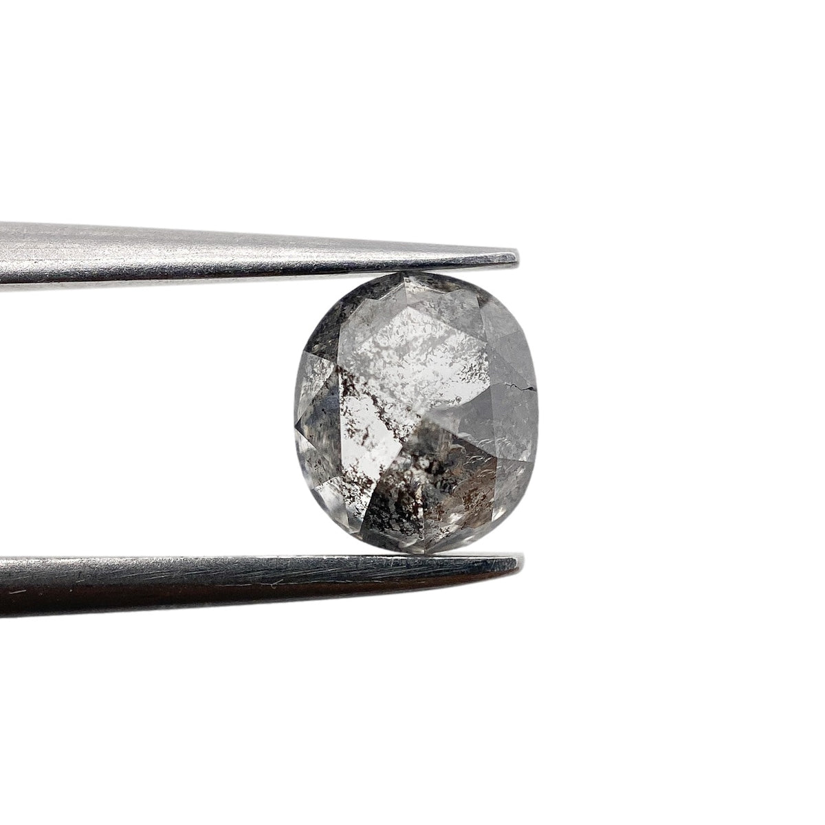 1.00ct | Salt &amp; Pepper Cushion Shape Rose Cut Diamond - Modern Rustic Diamond