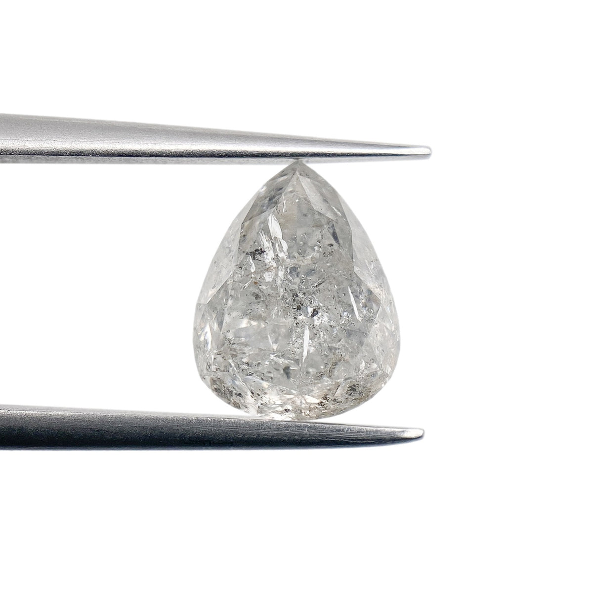 2.48ct | Salt &amp; Pepper Pear Shape Brilliant Cut Diamond - Modern Rustic Diamond