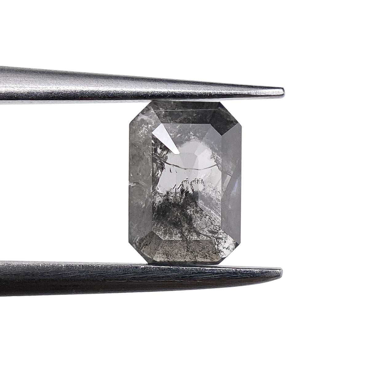 0.77ct | Salt &amp; Pepper Emerald Shape Step Cut Diamond - Modern Rustic Diamond