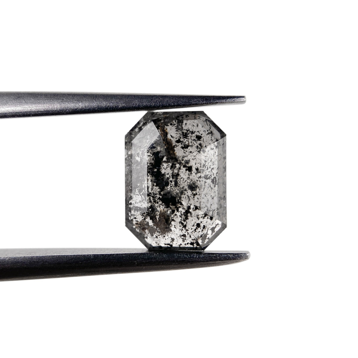 0.95ct | Salt &amp; Pepper Emerald Shape Step Cut Diamond - Modern Rustic Diamond