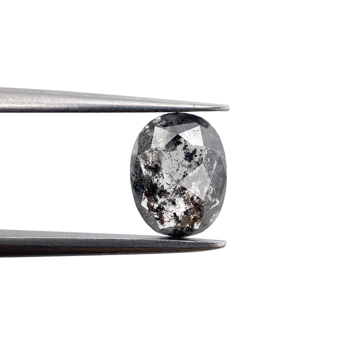 1.15ct | Salt &amp; Pepper Oval Shape Rose Cut Diamond - Modern Rustic Diamond