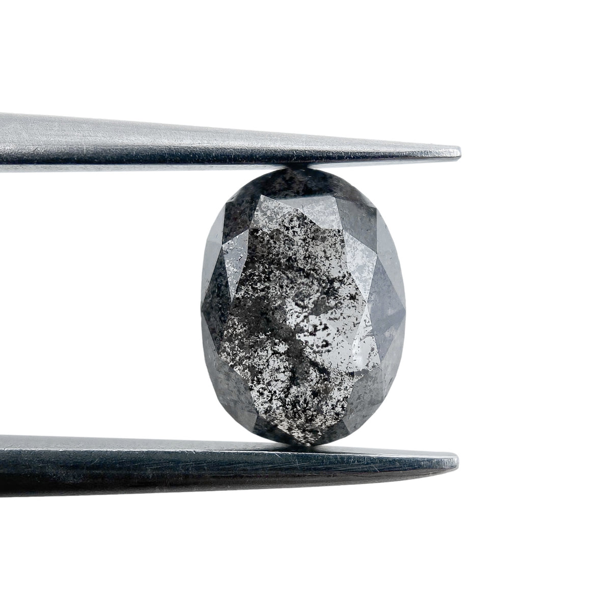 0.90ct | Salt &amp; Pepper Oval Shape Rose Cut Diamond - Modern Rustic Diamond