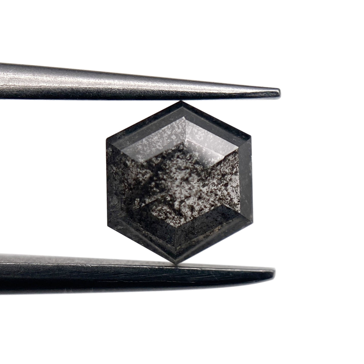 0.88ct | Salt &amp; Pepper Hexagon Shape Rose Cut Diamond - Modern Rustic Diamond