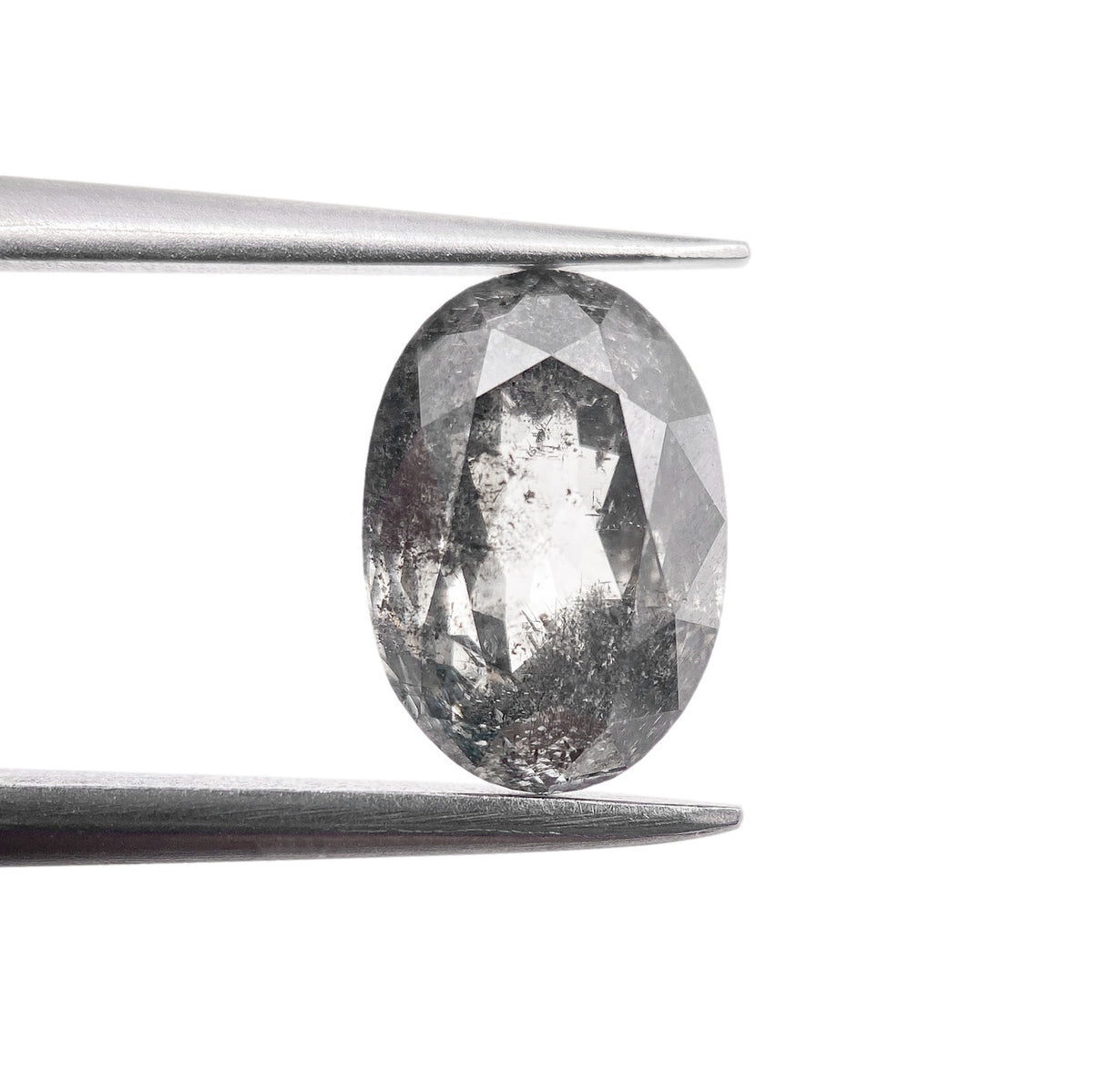 1.91ct | Salt &amp; Pepper Oval Shape Rose Cut Diamond - Modern Rustic Diamond