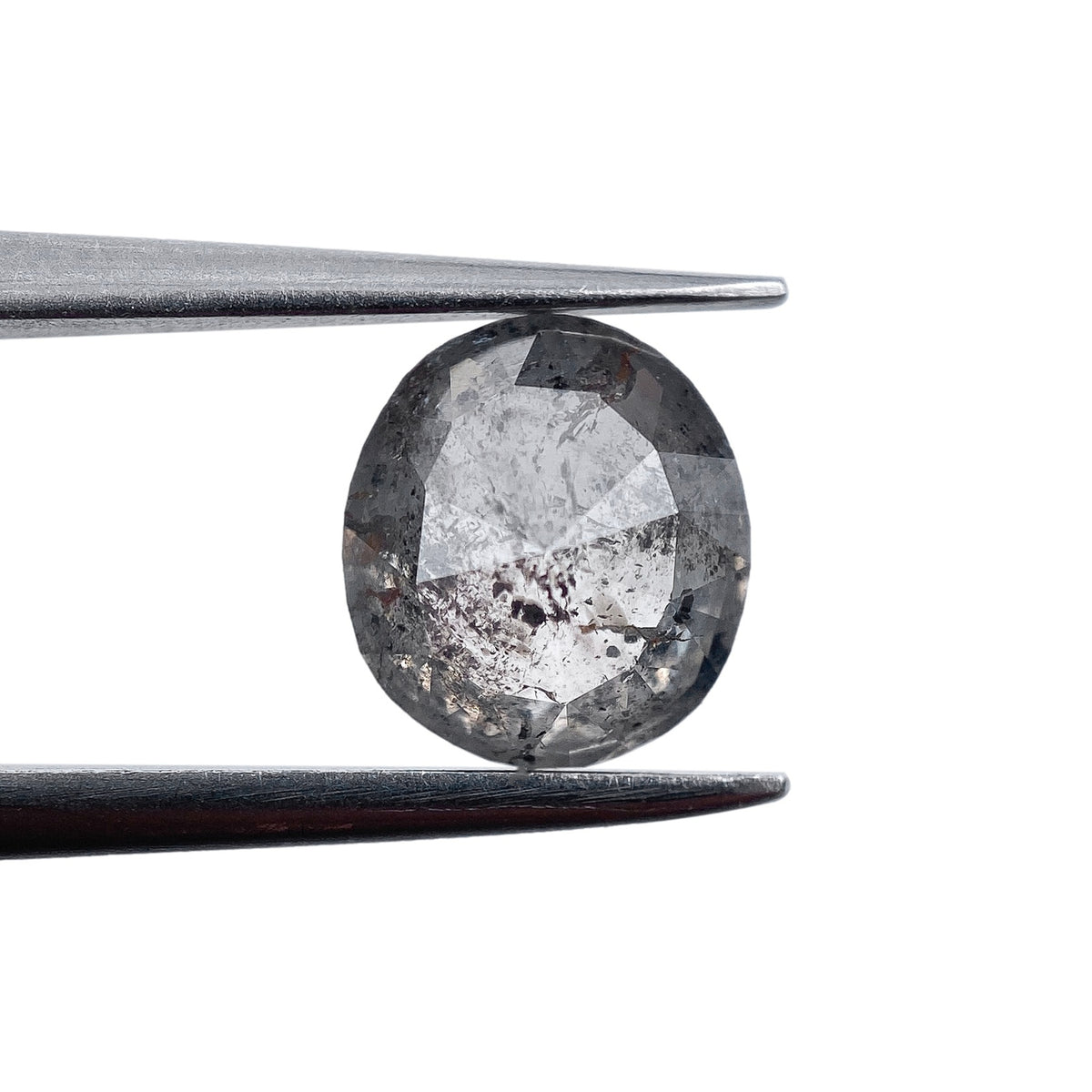 1.33ct | Salt &amp; Pepper Oval Shape Rose Cut Diamond - Modern Rustic Diamond