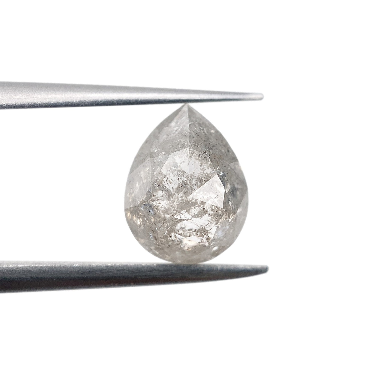 1.92ct | Salt &amp; Pepper Pear Shape Rose Cut Diamond - Modern Rustic Diamond