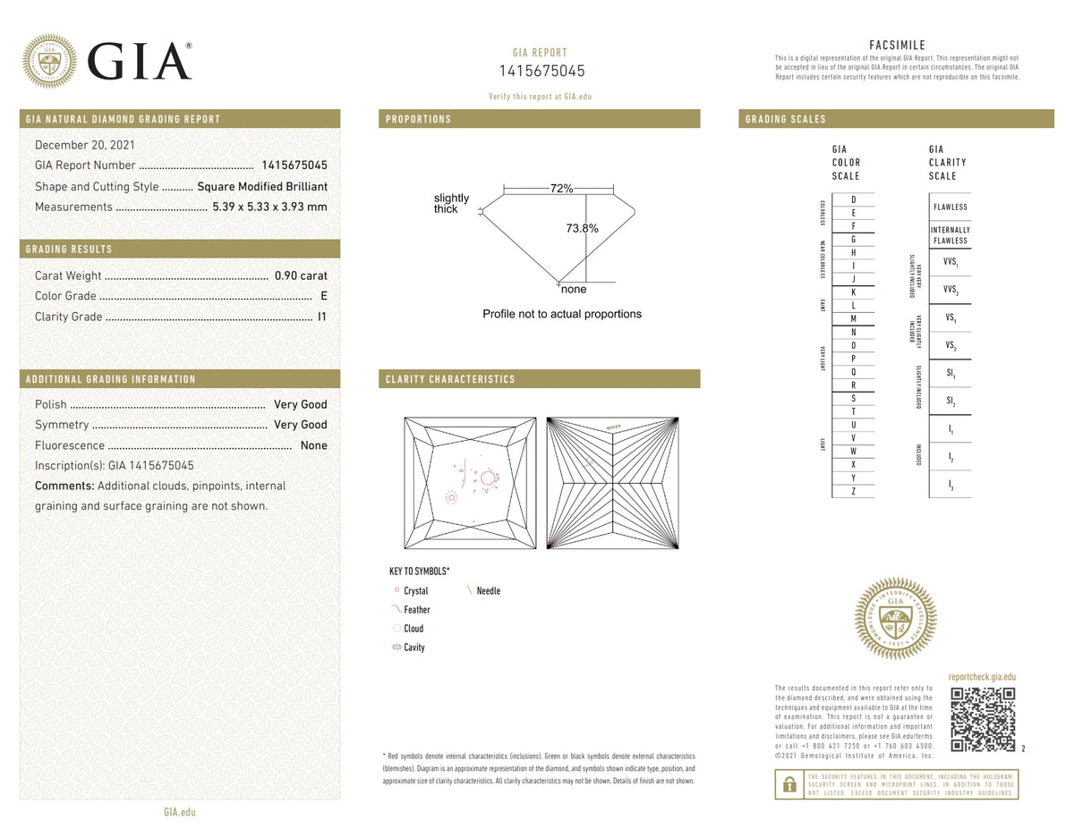 0.90ct | E/I1 Princess Shape Brilliant Cut Diamond (GIA) - Modern Rustic Diamond