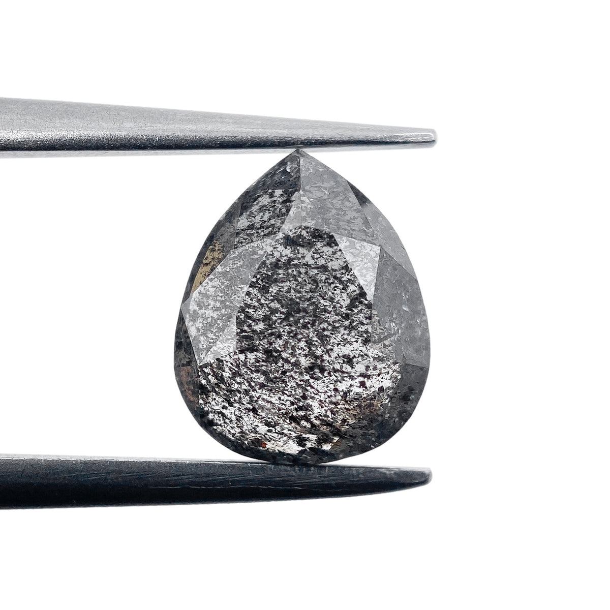 1.33ct | Salt &amp; Pepper Pear Shape Rose Cut Diamond - Modern Rustic Diamond