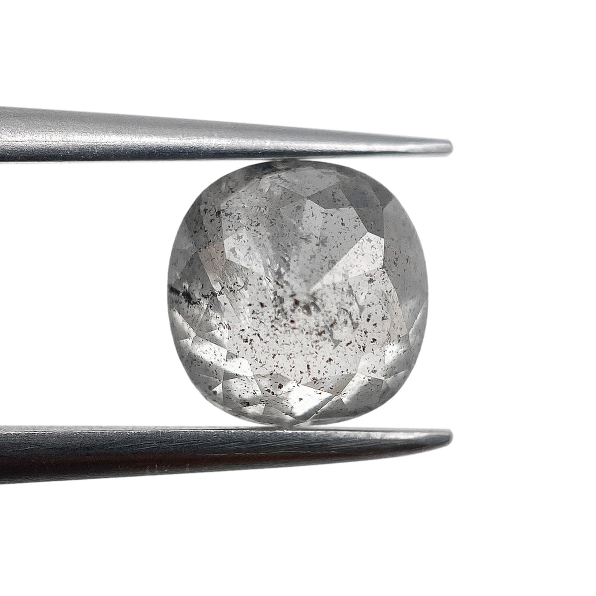 1.60ct | Salt &amp; Pepper Cushion Shape Rose Cut Diamond - Modern Rustic Diamond