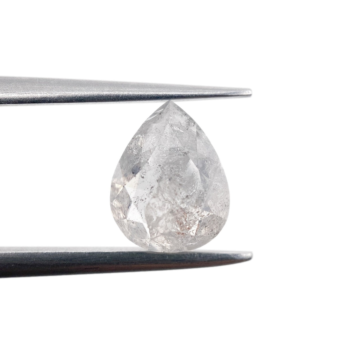 1.59ct | Salt &amp; Pepper Pear Shape Rose Cut Diamond - Modern Rustic Diamond