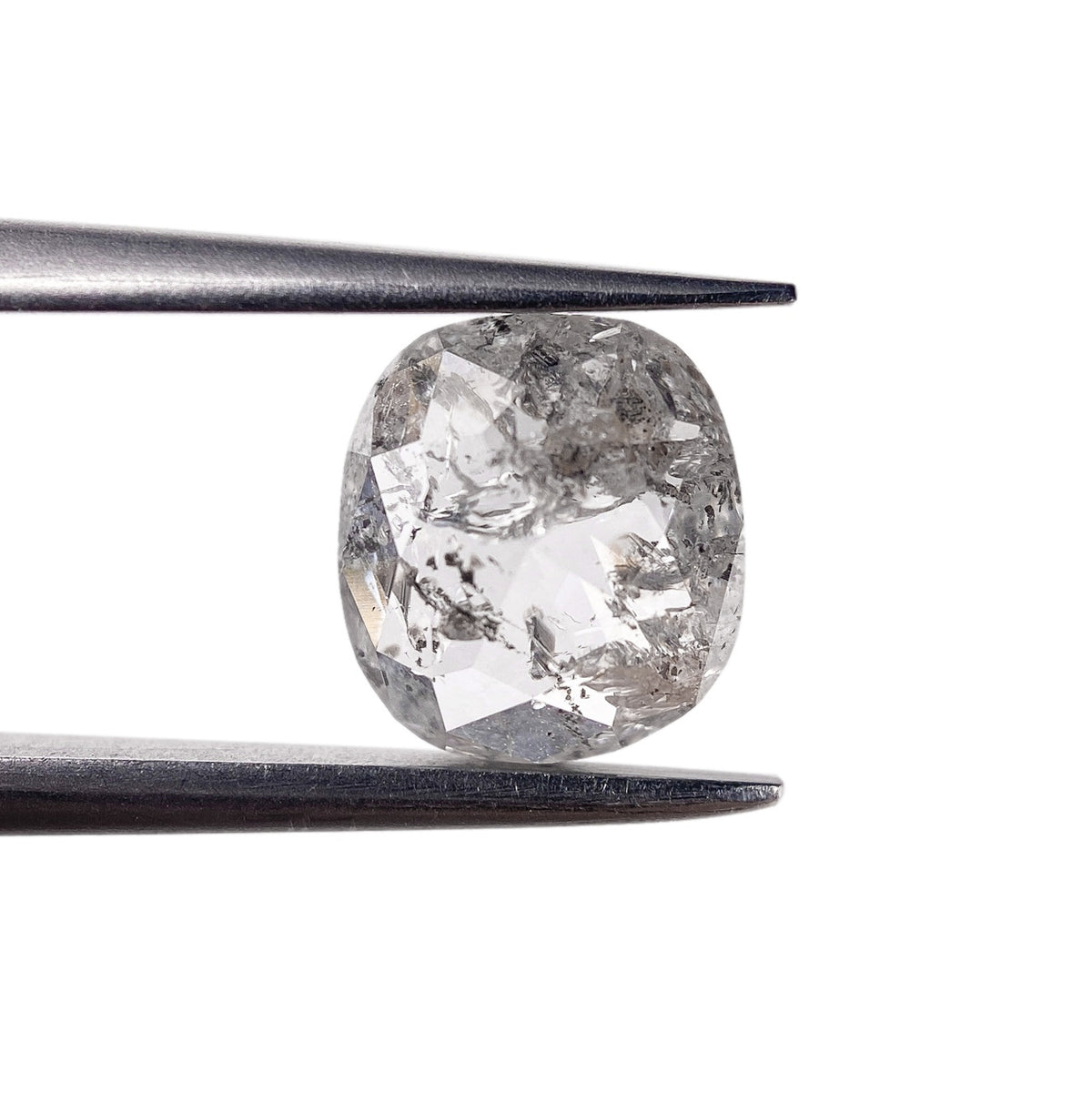 1.20ct | Salt &amp; Pepper Cushion Shape Rose Cut Diamond - Modern Rustic Diamond