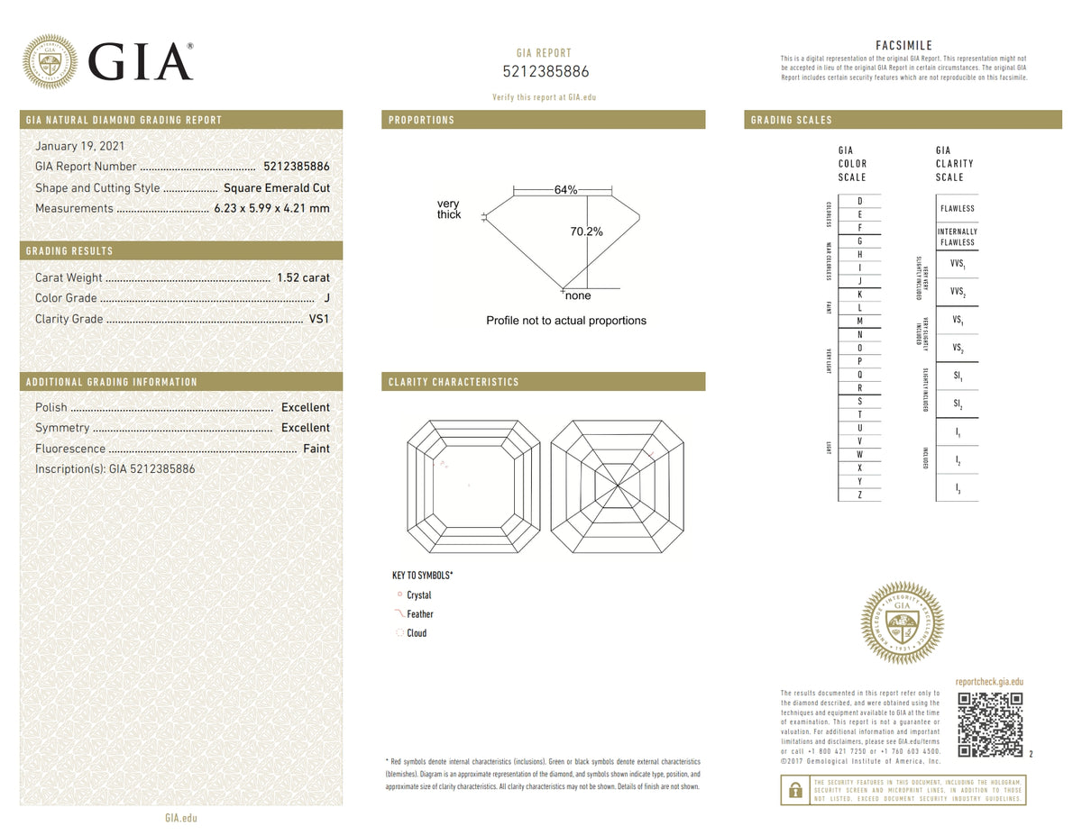 1.52ct | J/VS1 Asscher Shape Step Cut Diamond (GIA) - Modern Rustic Diamond