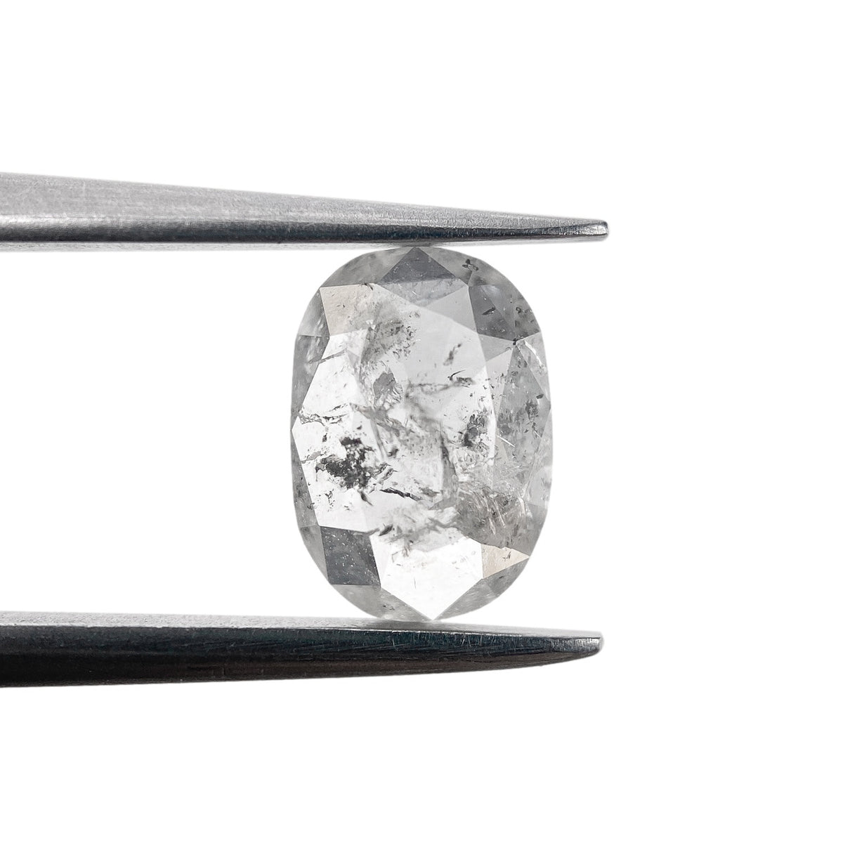 0.92ct | Salt &amp; Pepper Oval Shape Rose Cut Diamond - Modern Rustic Diamond