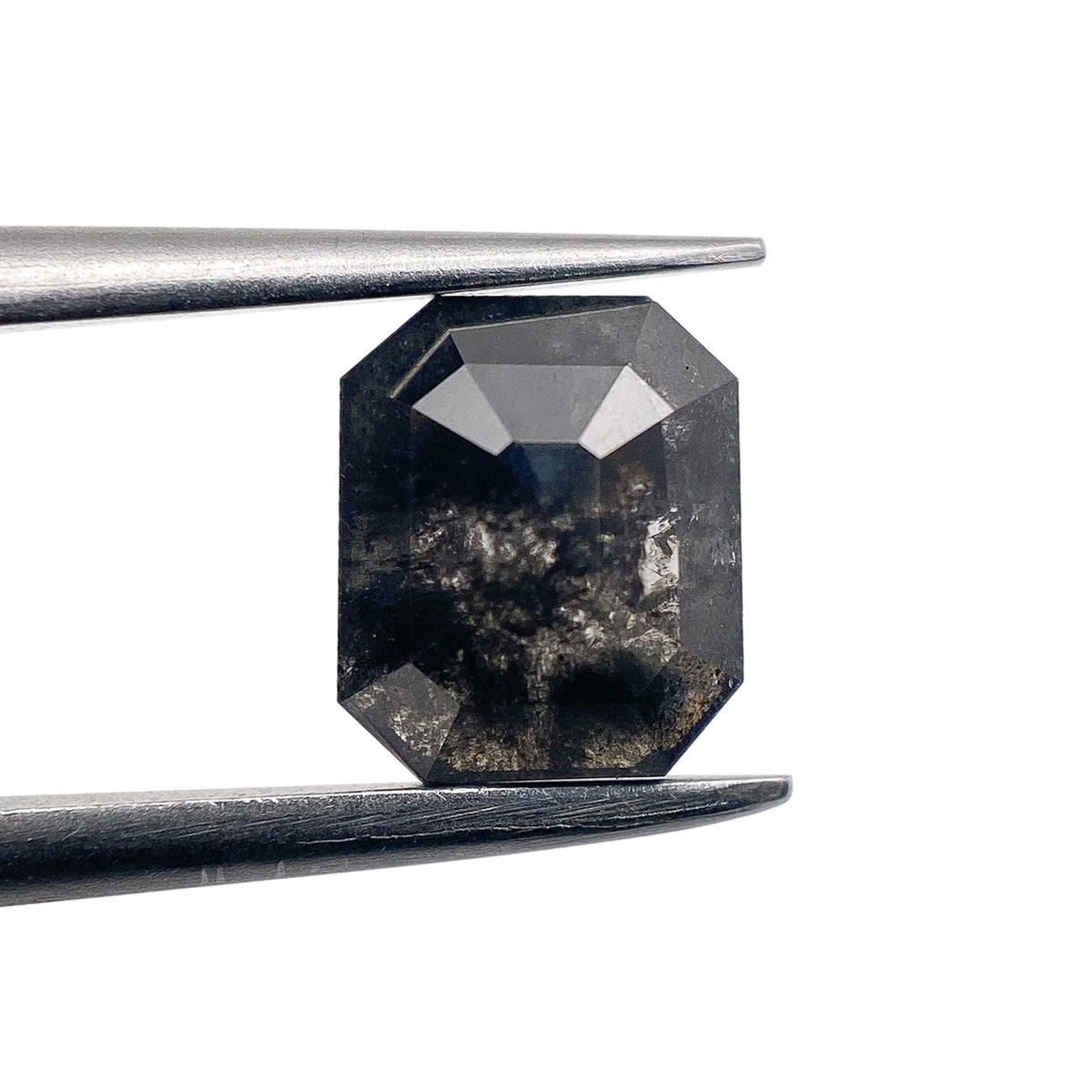 1.19ct | Salt &amp; Pepper Emerald Shape Rose Cut Diamond - Modern Rustic Diamond