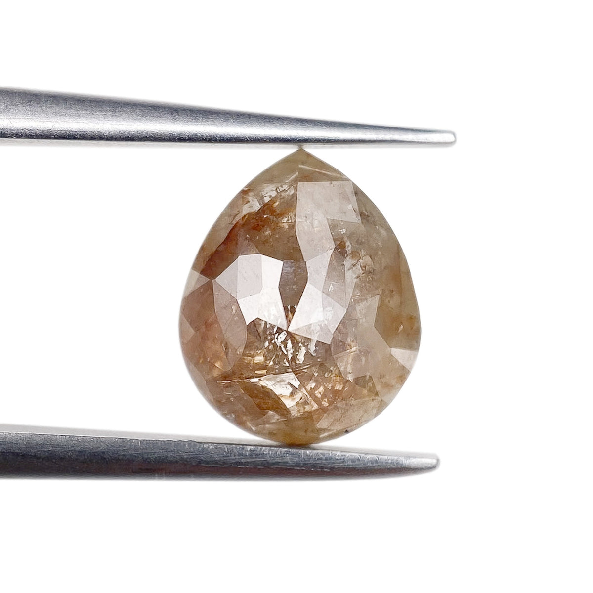 1.51ct | Salt &amp; Pepper Pear Shape Rose Cut Diamond - Modern Rustic Diamond