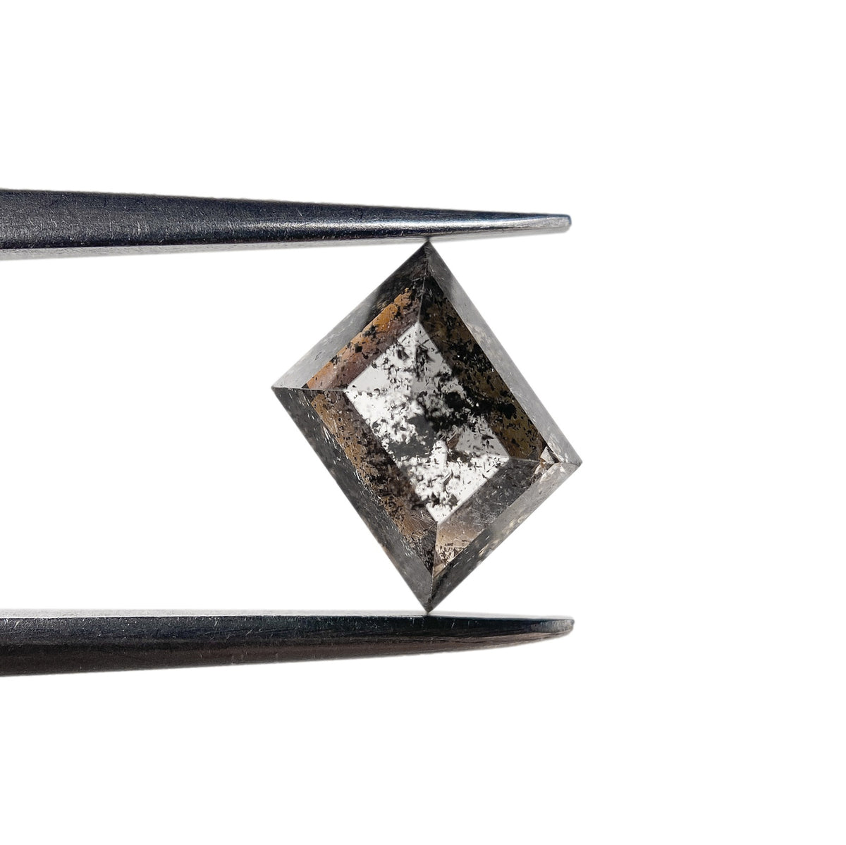 1.10ct | Salt &amp; Pepper Rhomboid Shape Rose Cut Diamond - Modern Rustic Diamond