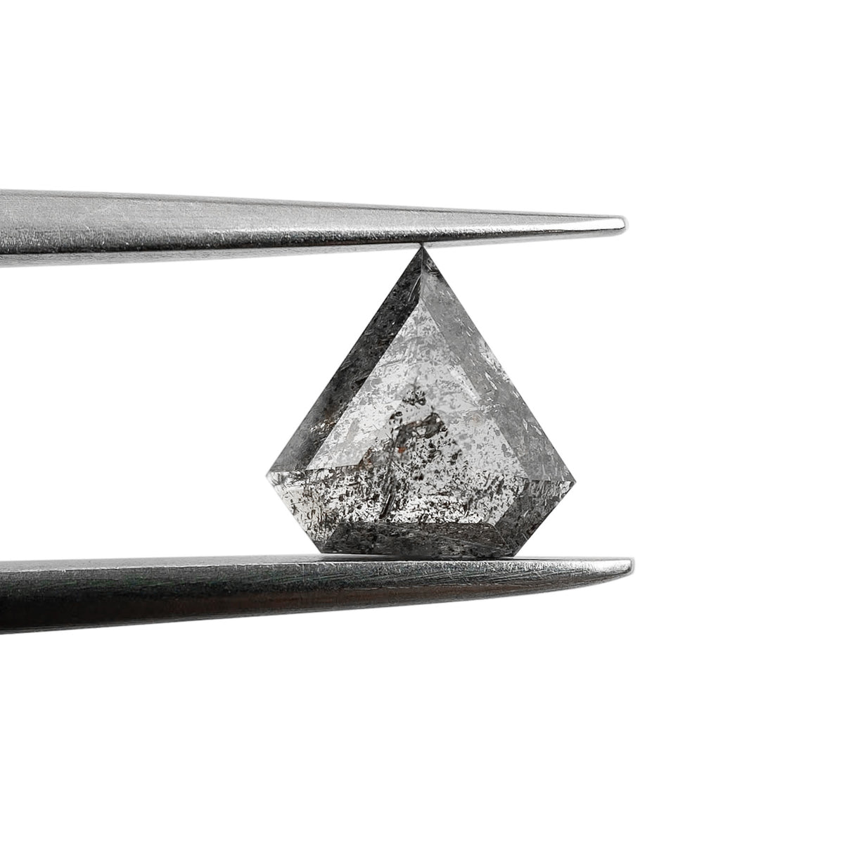 0.87ct | Salt &amp; Pepper Shield Shape Rose Cut Diamond - Modern Rustic Diamond