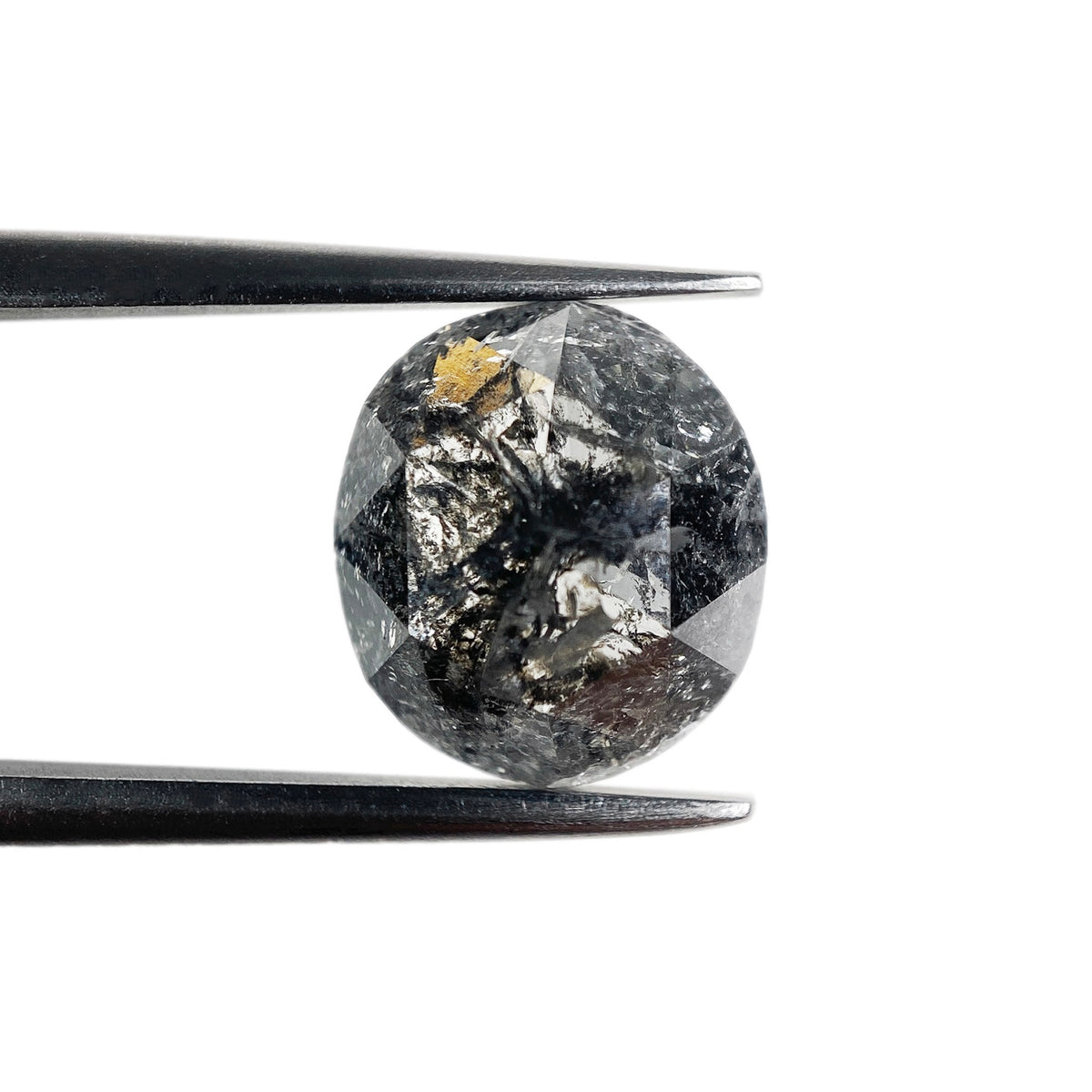 2.38ct | Salt &amp; Pepper Oval Shape Rose Cut Diamond - Modern Rustic Diamond