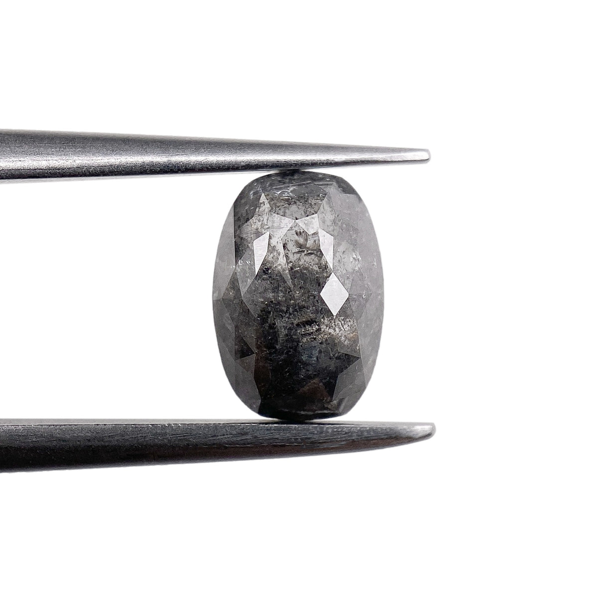 0.98ct | Salt &amp; Pepper Cushion Shape Rose Cut Diamond - Modern Rustic Diamond