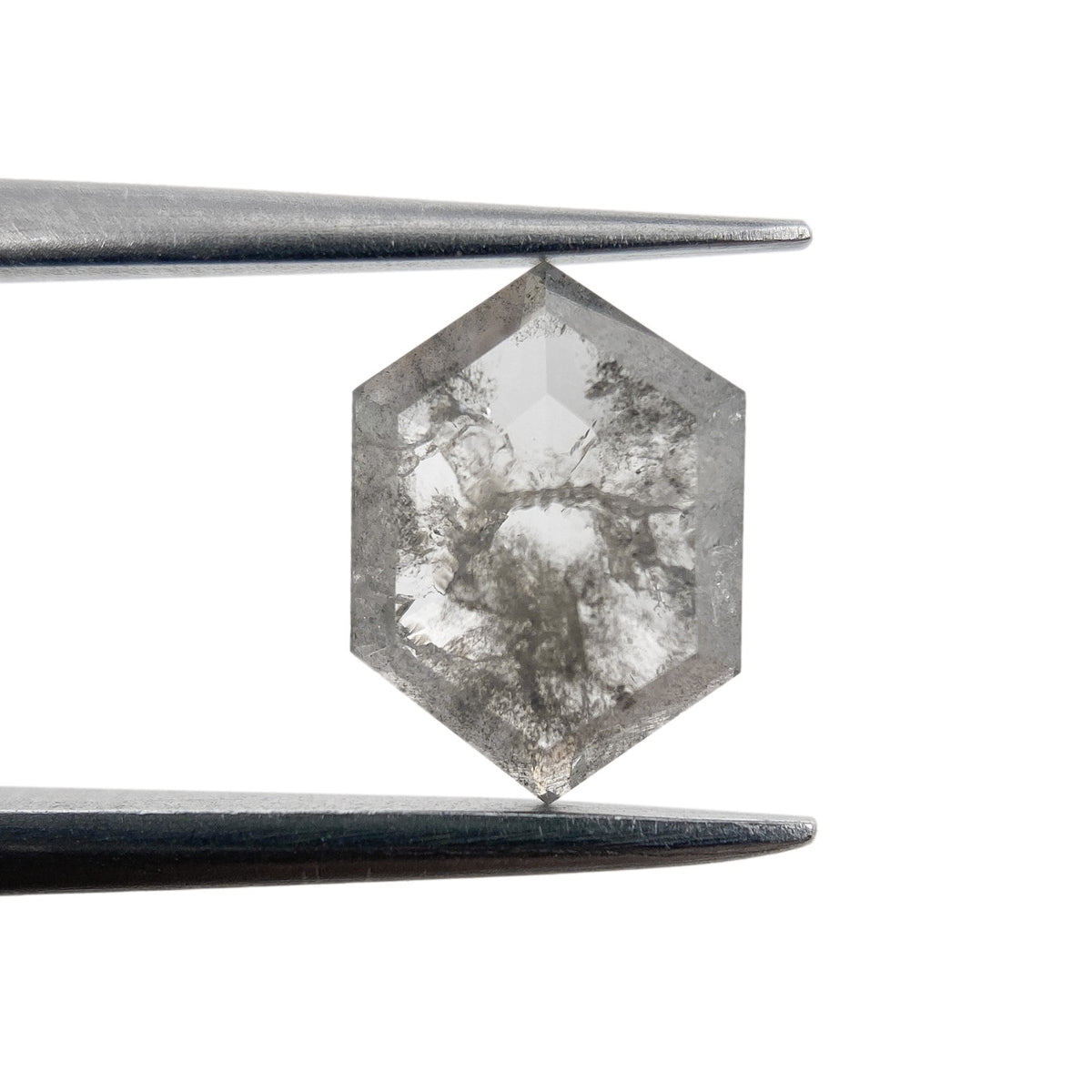 1.08ct | Salt &amp; Pepper Hexagon Shape Rose Cut Diamond - Modern Rustic Diamond