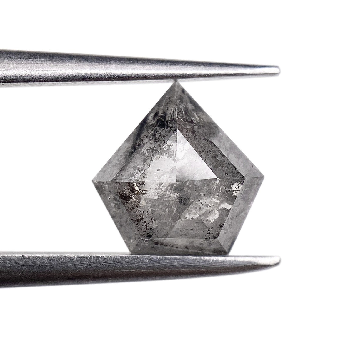 1.11ct | Salt &amp; Pepper Shield Shape Rose Cut Diamond - Modern Rustic Diamond