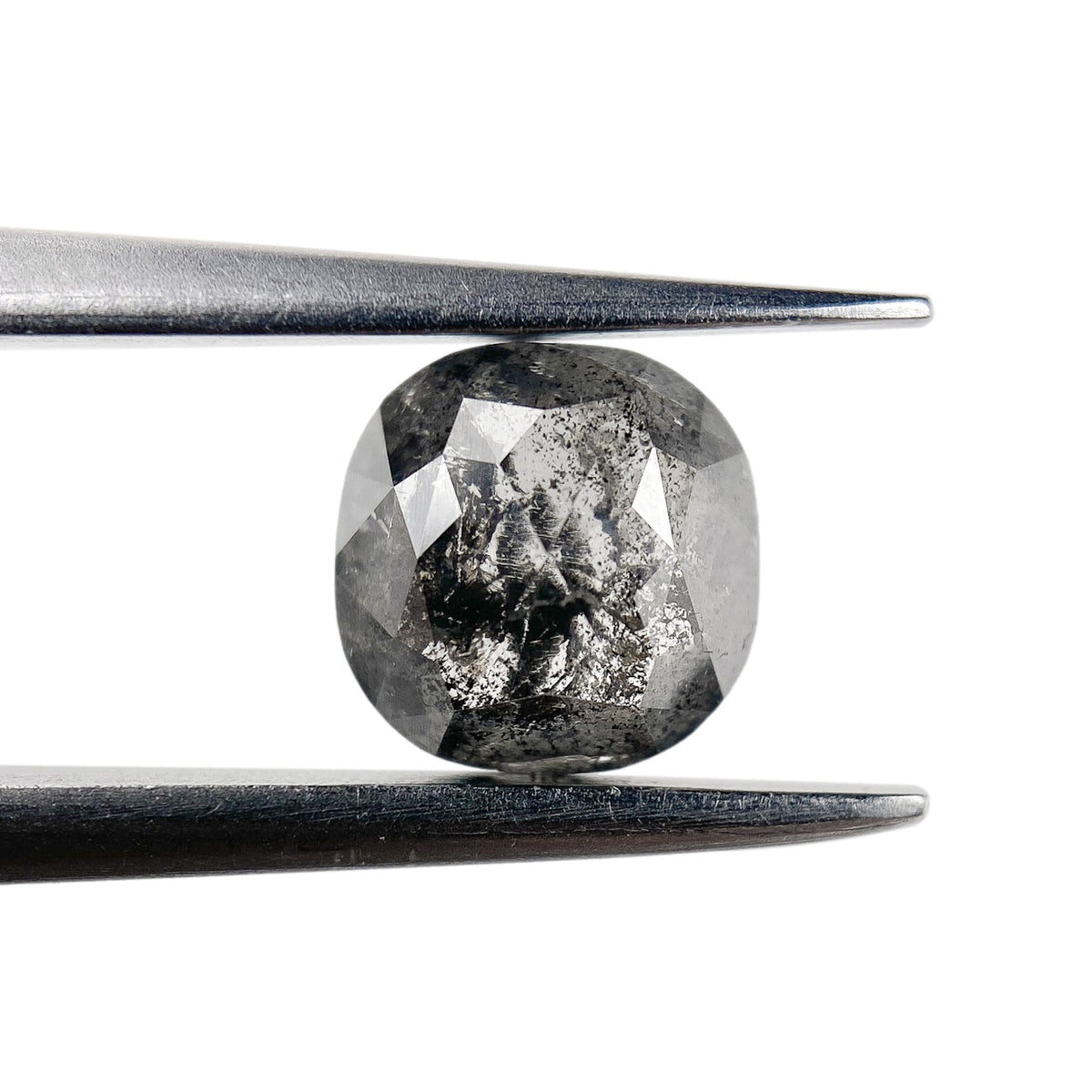 0.81ct | Salt &amp; Pepper Cushion Shape Rose Cut Diamond - Modern Rustic Diamond