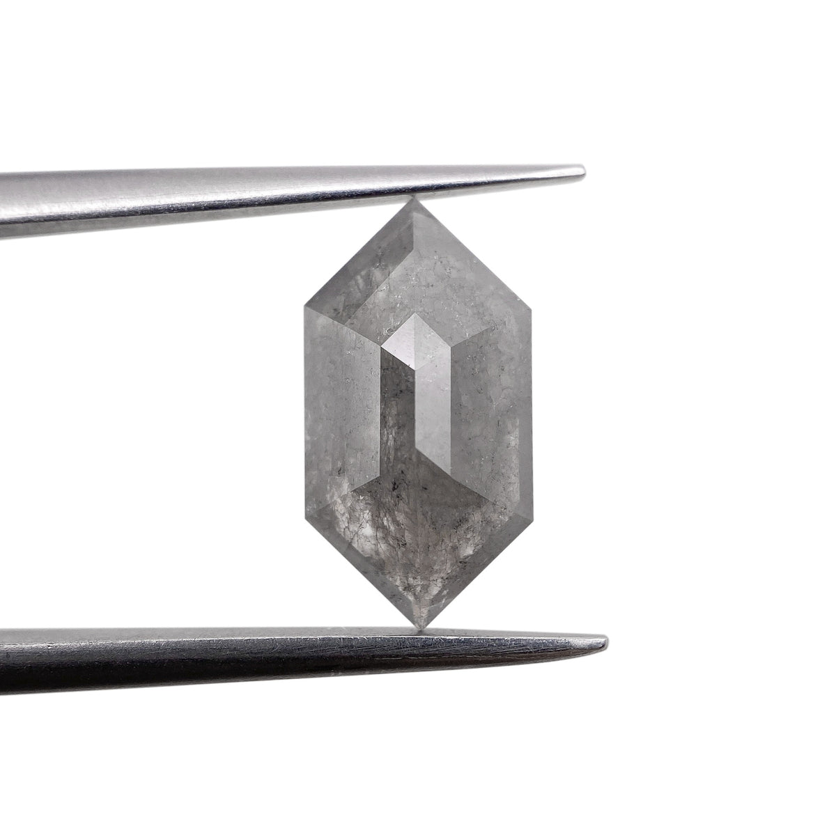 1.95ct | Salt &amp; Pepper Hexagon Shape Rose Cut Diamond - Modern Rustic Diamond