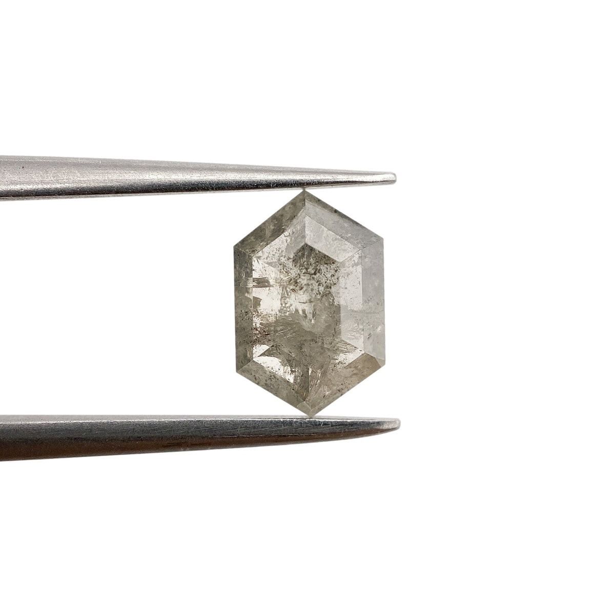 1.16ct | Salt &amp; Pepper Hexagon Shape Rose Cut Diamond - Modern Rustic Diamond