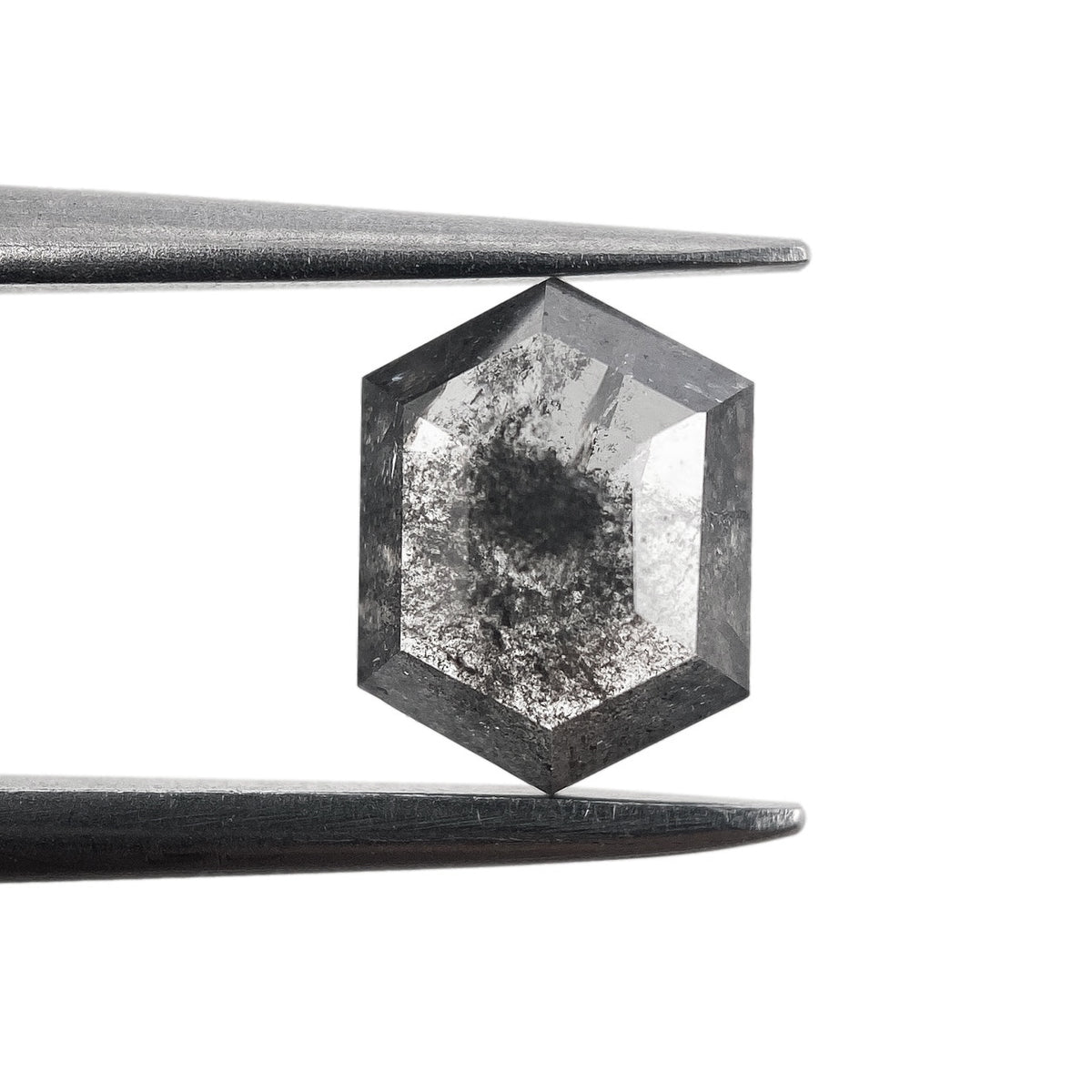 1.03ct | Salt &amp; Pepper Hexagon Shape Rose Cut Diamond - Modern Rustic Diamond