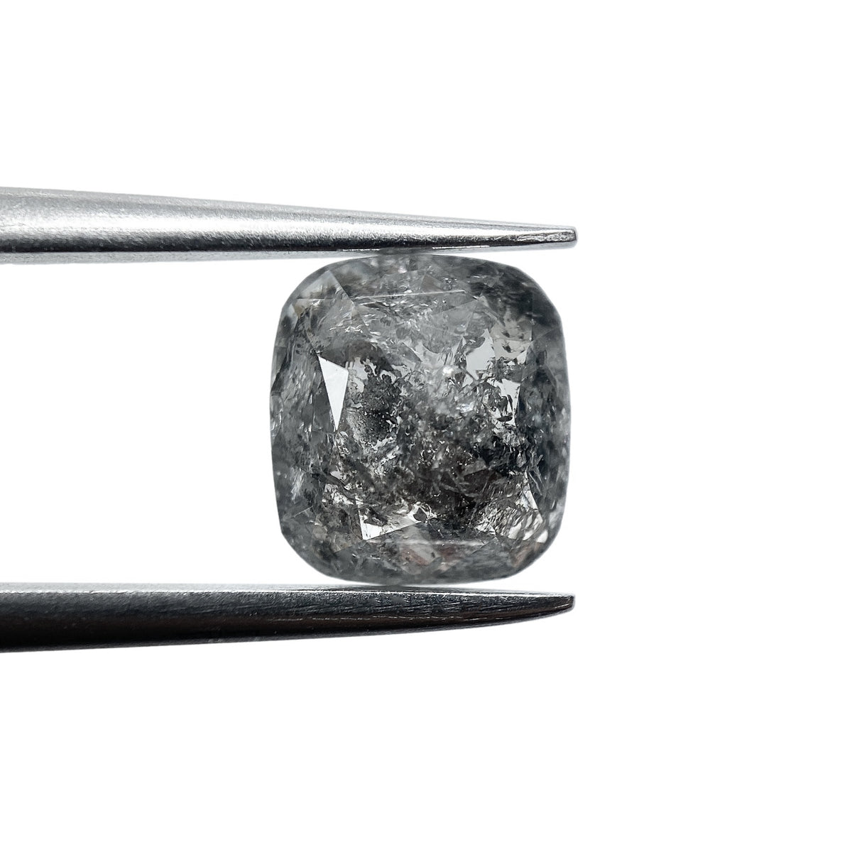 1.57ct | Salt &amp; Pepper Cushion Shape Rose Cut Diamond - Modern Rustic Diamond