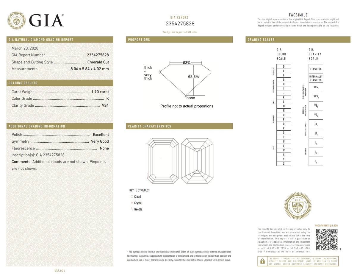 1.90ct | K/VS1 Emerald Shape Brilliant Cut Diamond (GIA) - Modern Rustic Diamond