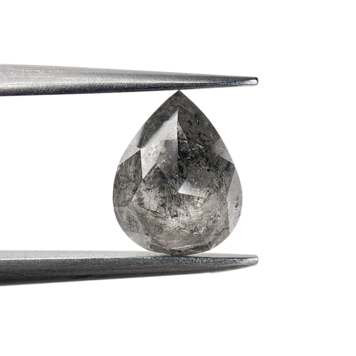 1.17ct | Salt &amp; Pepper Pear Shape Rose Cut Diamond - Modern Rustic Diamond