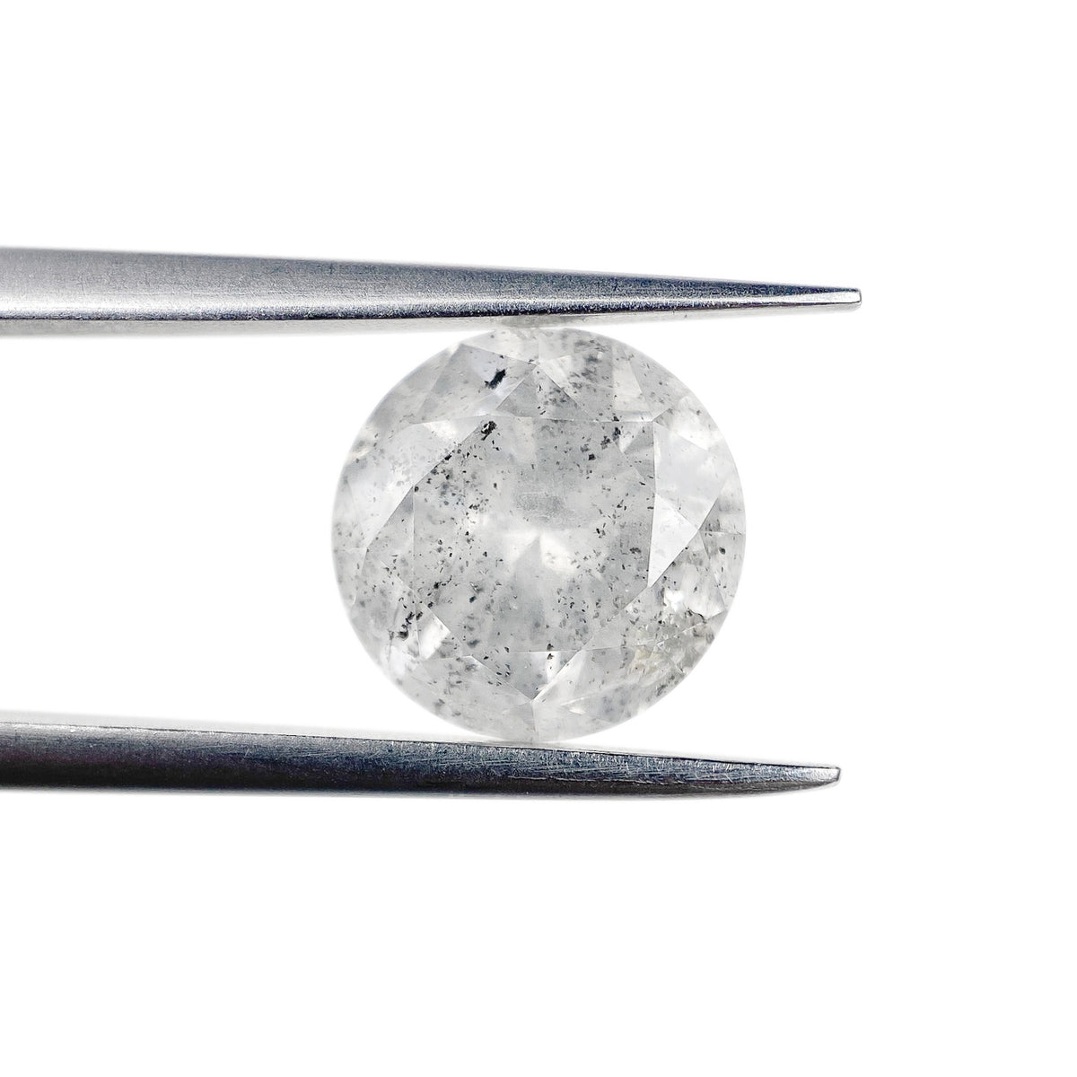 2.98ct | Salt & Pepper Round Shape Brilliant Cut Diamond - Modern Rustic Diamond