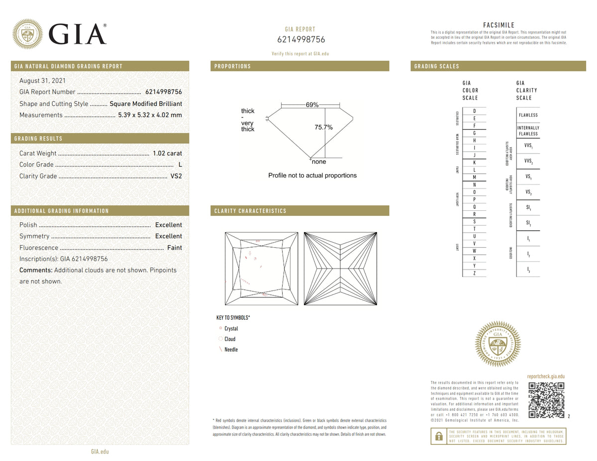 1.02ct | L/VS2 Princess Shape Brilliant Cut Diamond (GIA) - Modern Rustic Diamond