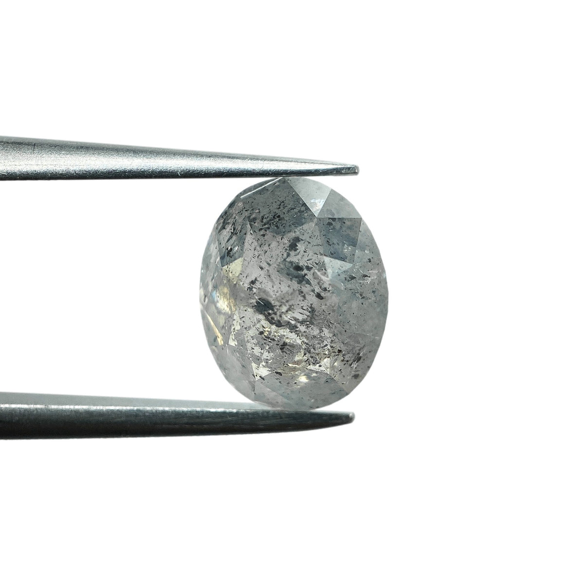 1.69ct | Salt &amp; Pepper Oval Shape Rose Cut Diamond - Modern Rustic Diamond