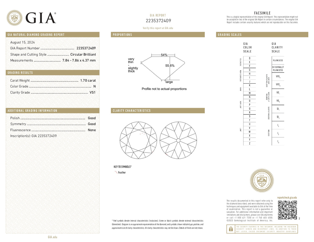1.70ct | N/VS1 Round Shape Brilliant Cut Diamond (GIA) - Modern Rustic Diamond
