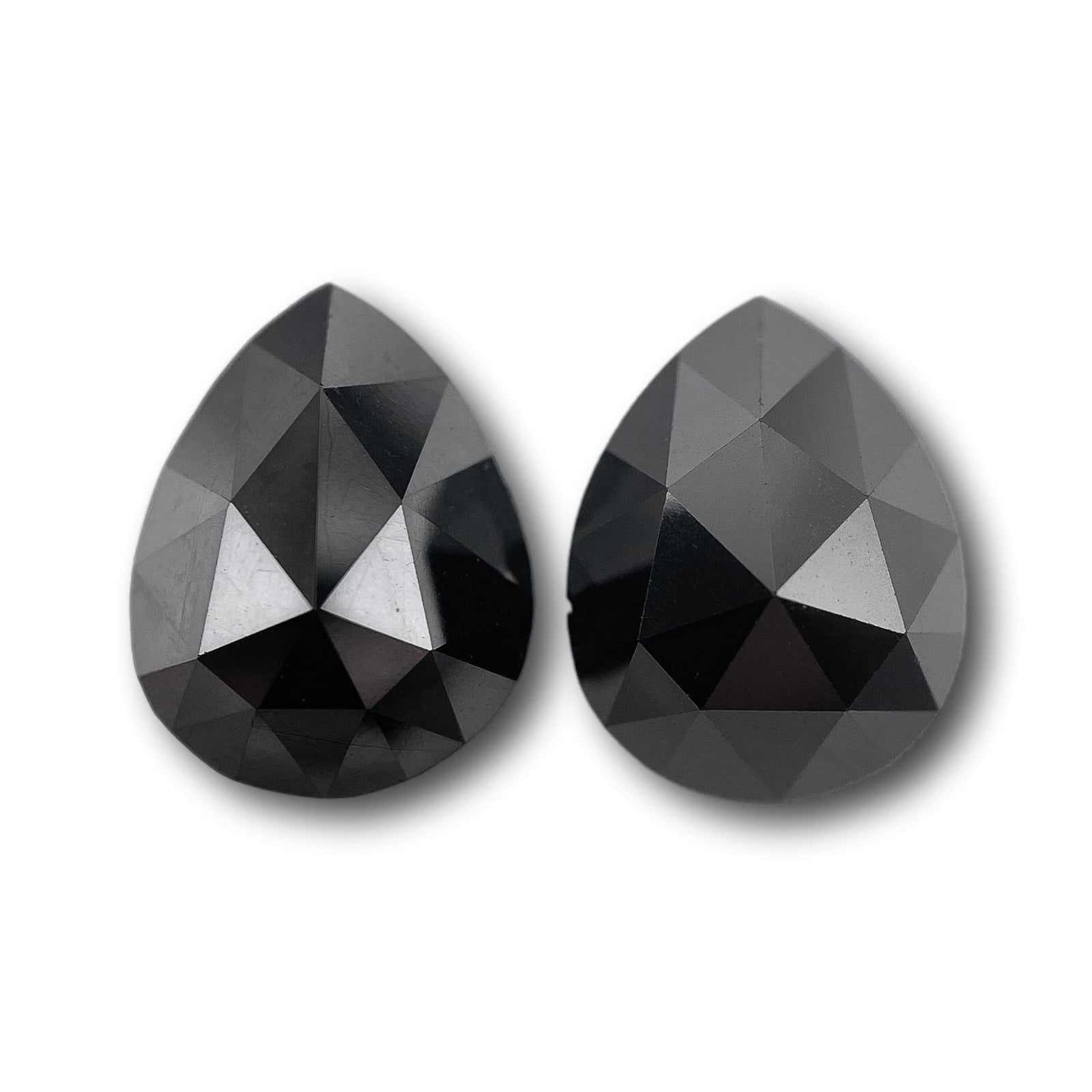 4.10cttw | Black Pear Shape Rose Cut Diamond Matched Pair-Modern Rustic Diamond