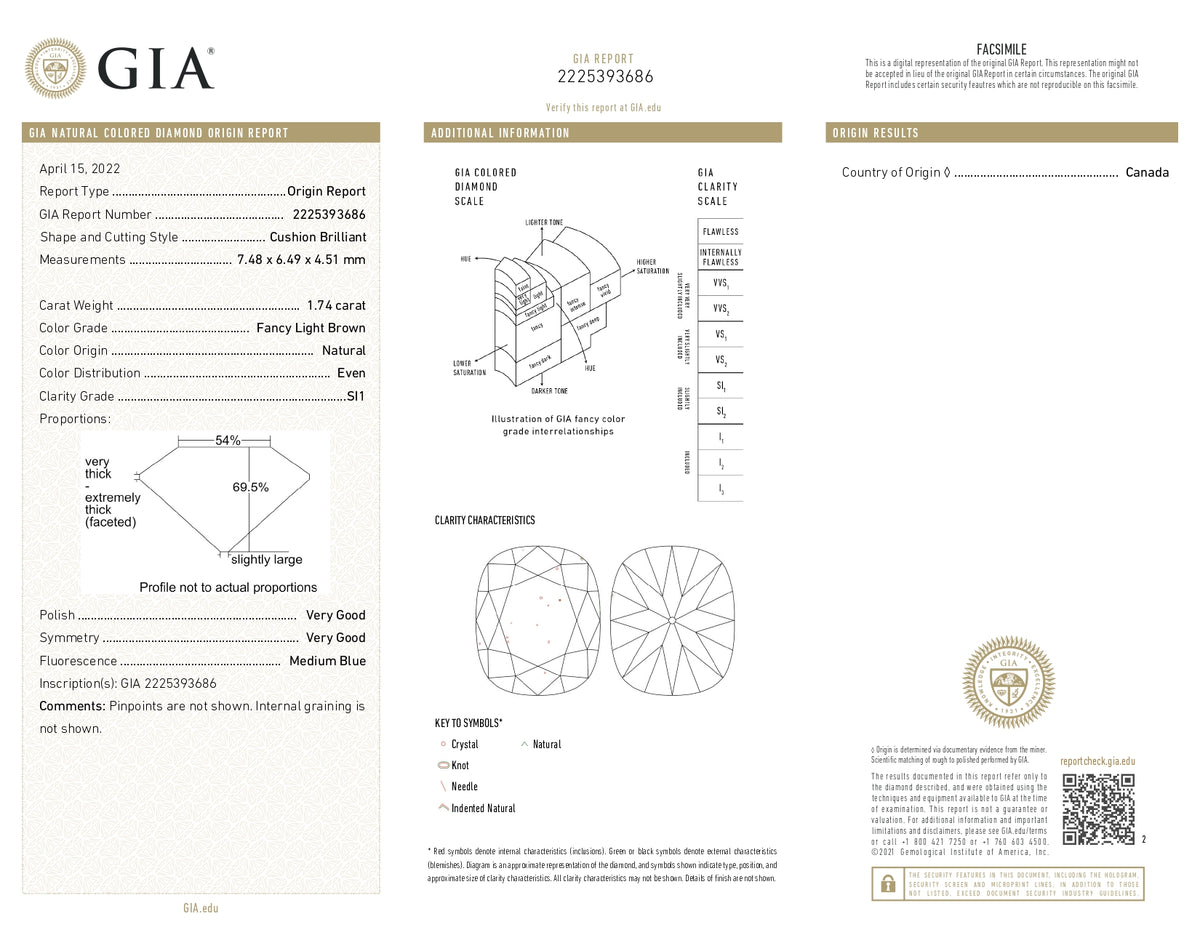 1.74ct | Light Brown SI1 Cushion Shape Old Mine Cut Diamond (GIA) - Modern Rustic Diamond
